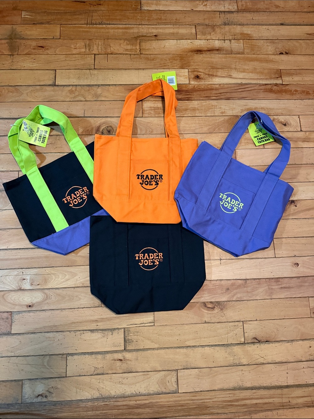 Trader Joe's Reusable Tote Bag - Black, Orange, Purple, Lime Accents